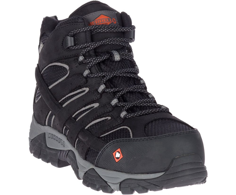 Botas Homem - Merrell Moab Vertex Mid Waterproof Comp Toe Wide Width - Pretas - KUR503187